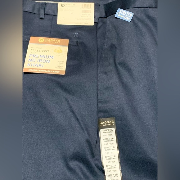 Haggar Men’s Dress Pants Size 40 x 29 Black Flat Front Slacks Stretch Fabric - Picture 11 of 11